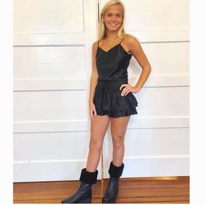 Shug Skirt from Dukes- satin ruffle mini skirt